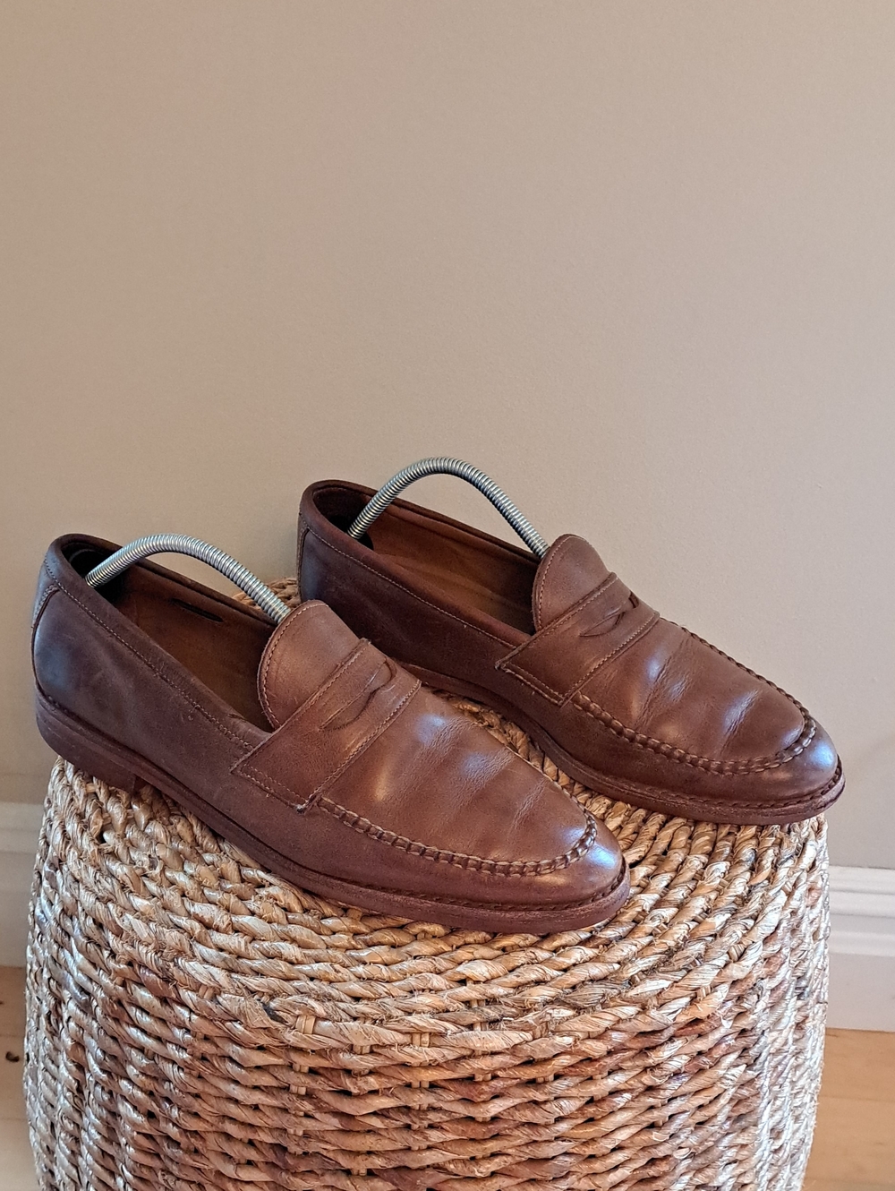 Allen Edmonds Mens Classic Addison Preppy Saddle Brown Leather Penny Loafer 11.5